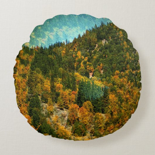 山の中の秋…... ラウンドクッション (正面)