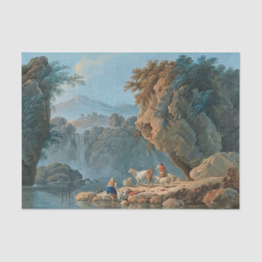 山の中の羊飼いの夫婦 薄葉紙 (正面)