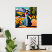 山の中の美しいメキシコの村 ポスター (ホームオフィス)