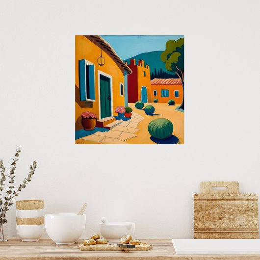 山の中の美しいメキシコの村 ポスター (キッチン)