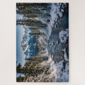 山の中の美しい冬 ジグソーパズル (縦)