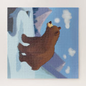 山の中の茶色の熊 ジグソーパズル (横)