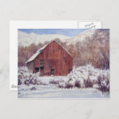 山の中の雪の納屋 – 葉書 ポストカード (正面/裏面)