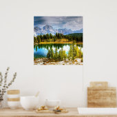 山の中の驚くべき自然ブルー湖 ポスター (キッチン)