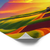 山の中の黄金雲の夕日 ポスター (角)