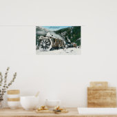 山の中を歩く雪の輪の風景 ポスター (キッチン)