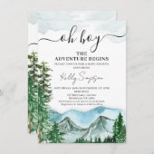 山の冒険が荒野を始める赤ちゃんシャワー 招待状 (正面/裏面)