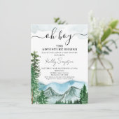山の冒険が荒野を始める赤ちゃんシャワー 招待状 (スタンド正面)