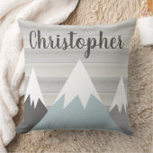 山の冒険の枕と名前Wooden クッション (ブランケット)