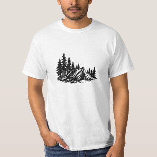 山の冒険キャンプ 自然 Tシャツ (正面)