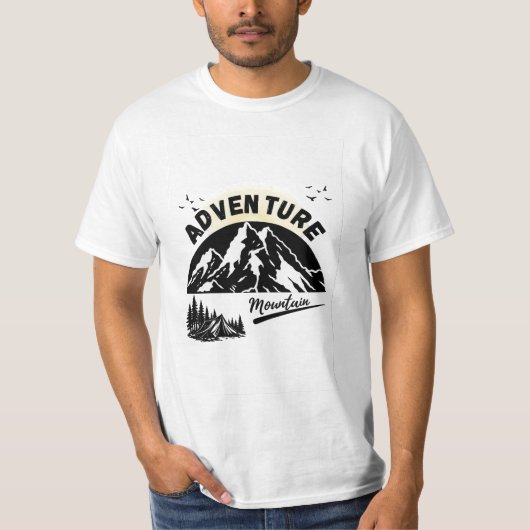 山の冒険 キャンピング ナチュラル Tシャツ (正面)