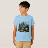 山の冒険 キャンピング ナチュラル Tシャツ (正面フル)