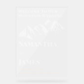 山の冬のウェディングウェルカムフロステッド アクリルサイン (正面)