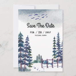 山の冬のウェディングカード Save the Date 招待状