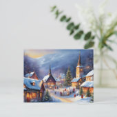 山の冬のクリスマスビレッジ シーズンポストカード (スタンド正面)