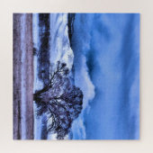 山の冬の嵐の醸造 – 20x20インチ ジグソーパズル (横)