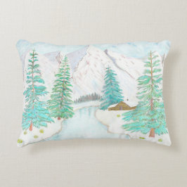 山の冬の景色 アウトドアクッション