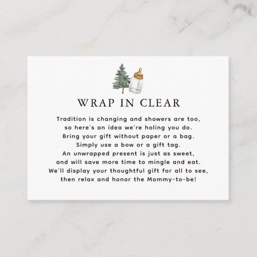 山の冬の赤ちゃんシャワーラップ澄ん エンクロージャーカード (正面)