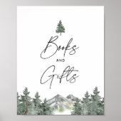 山の冬の赤ちゃんシャワー本とギフトサイン ポスター (正面)