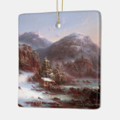 山の冬、クリスマスツリー セラミックオーナメント (左)