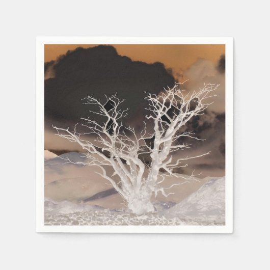 山の冬 スタンダードカクテルナプキン (正面)