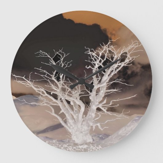 山の冬 ラージ壁時計 (正面)