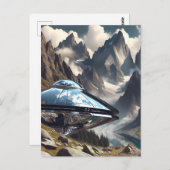 山の反射に着陸したUFO ポストカード (正面/裏面)