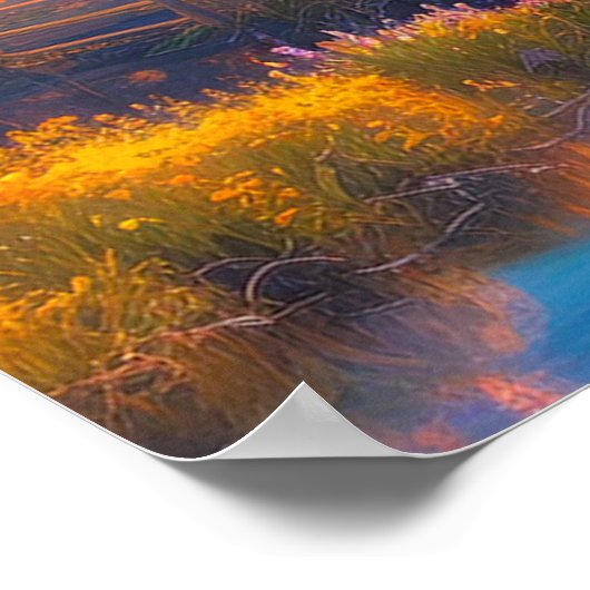 山の反射 ポスター (角)