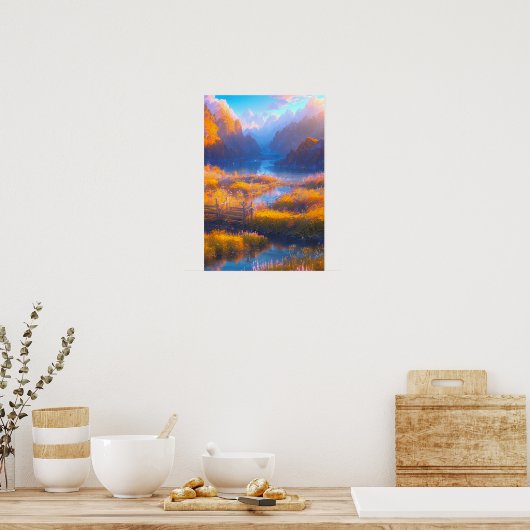 山の反射 ポスター (キッチン)