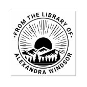 山の向こうの日の出と日没 ラベル名 セルフインキングスタンプ (デザイン)