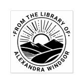 山の向こうの日の出と日没 #2 図書館の本の名前 セルフインキングスタンプ (デザイン)