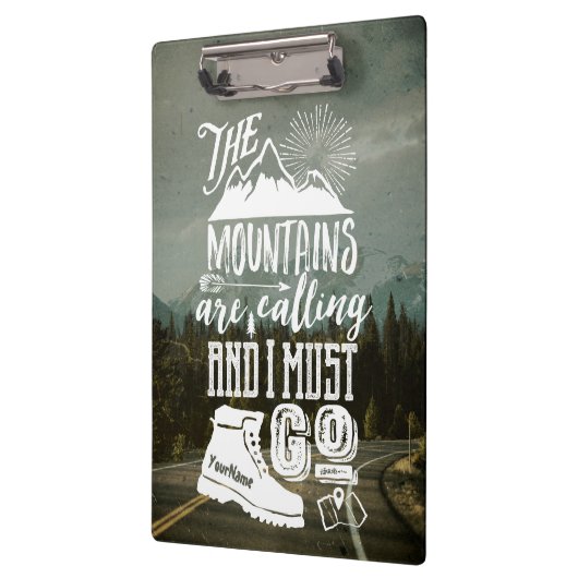 山の呼出しは行かなければなりませんあなたの写真のタイポグラフィ クリップボード (左)