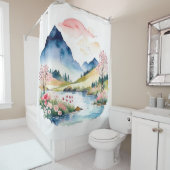 山の夏の水色 シャワーカーテン (インサイチュ)