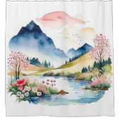 山の夏の水色 シャワーカーテン (正面)