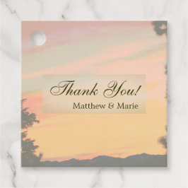 山の夕日 ウェディング 感謝 フェイバータグ