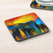 山の夕日 コースター (左側)
