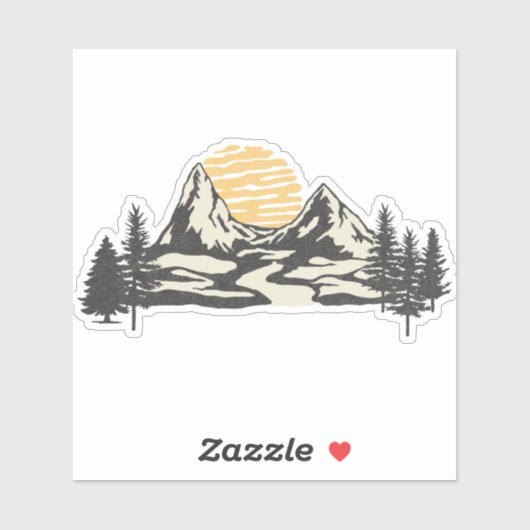 山の夕日 シール (シート)