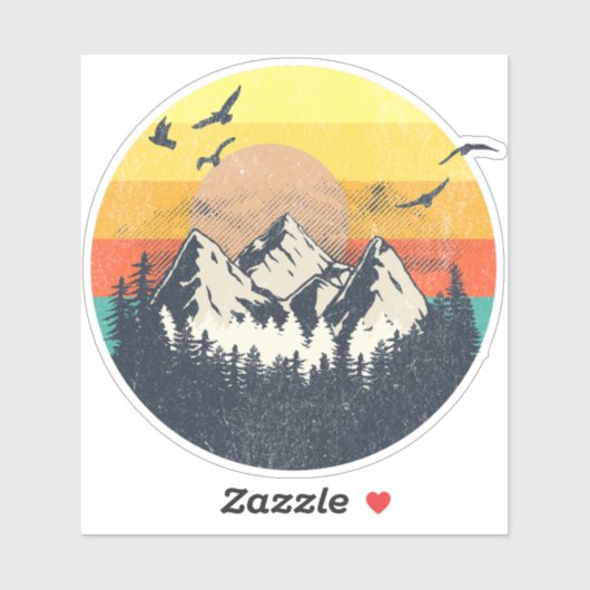 山の夕日 シール (シート)