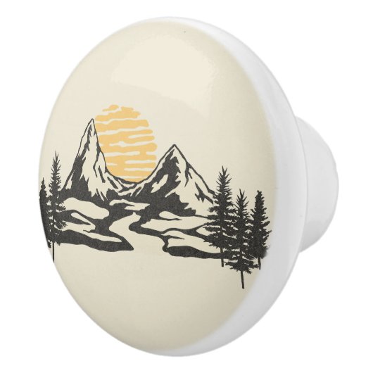 山の夕日 セラミックノブ (右)