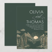 山の夕日 ナチュラル ウェディング エレガント 招待状 (正面/裏面)