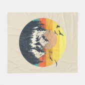 山の夕日 フリースブランケット (正面(横))