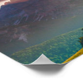 山の夕日 ポスター (角)