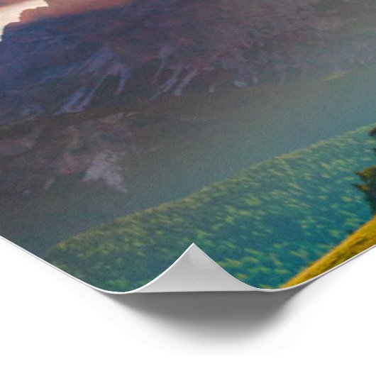 山の夕日 ポスター (角)