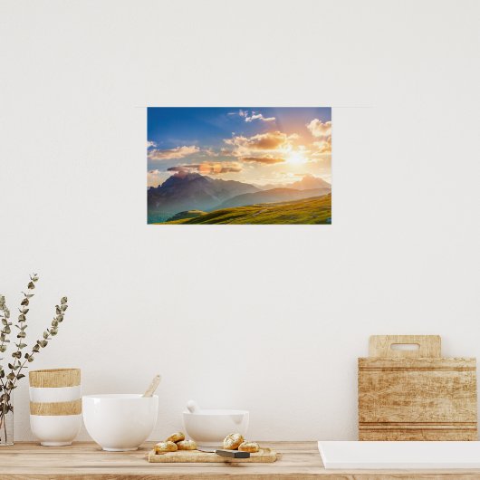 山の夕日 ポスター (キッチン)