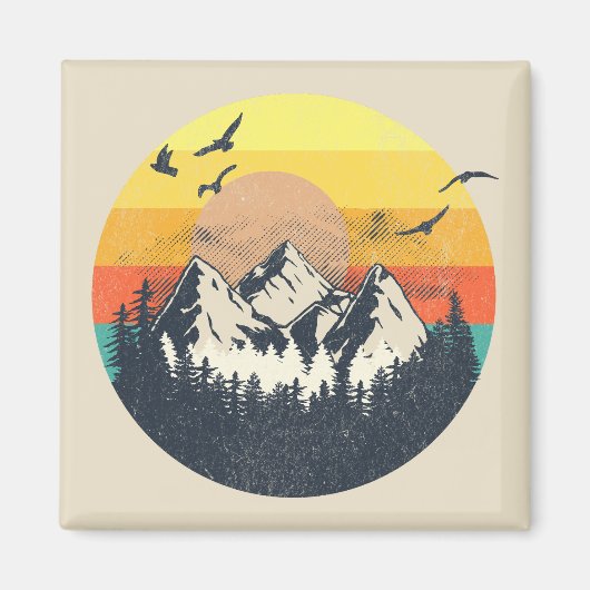 山の夕日 マグネット (正面)