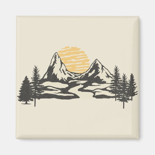 山の夕日 マグネット (正面)