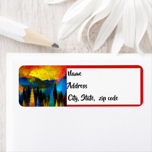 山の夕日 ラベル (インサイチュ)