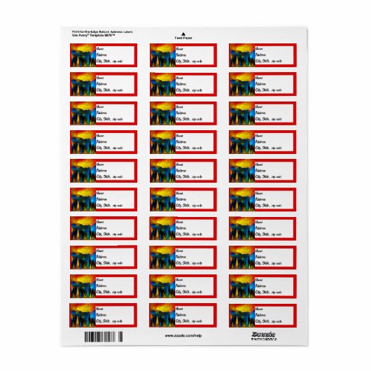 山の夕日 ラベル (フルシート)