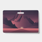 山の夕焼けのイラスト バッジ (裏面)