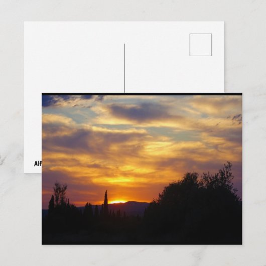 山の夕焼けの風景 ポストカード (正面/裏面)